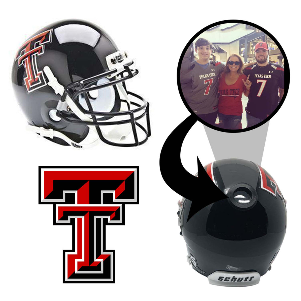 black red football helmet Texas Tech Red Raiders College Football Collectible Mini Helmet | Picture Inside