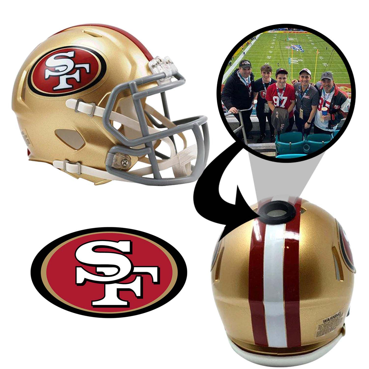 San Francisco 49ers Mini Helmet with Custom Photo San Francisco 49ers Mini Helmet with Custom Photo