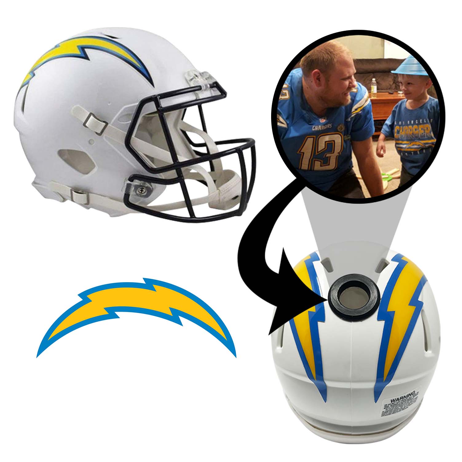 Los Angeles Chargers NFL Collectible Mini Helmet|Picture Inside|FANZ Collectibles Los Angeles Chargers NFL Collectible Mini Helmet|Picture Inside|FANZ Collectibles
