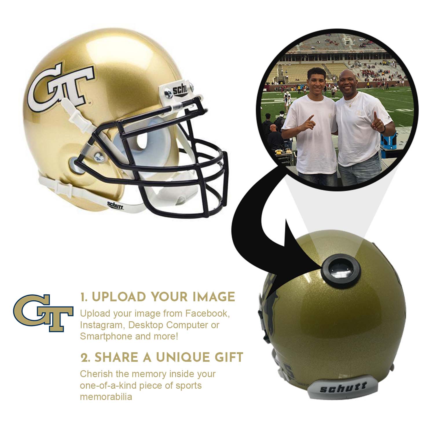 authentic yellow bike football helmet shell Georgia Tech Yellow Jackets College Football Collectible Mini Helmet | Picture Inside