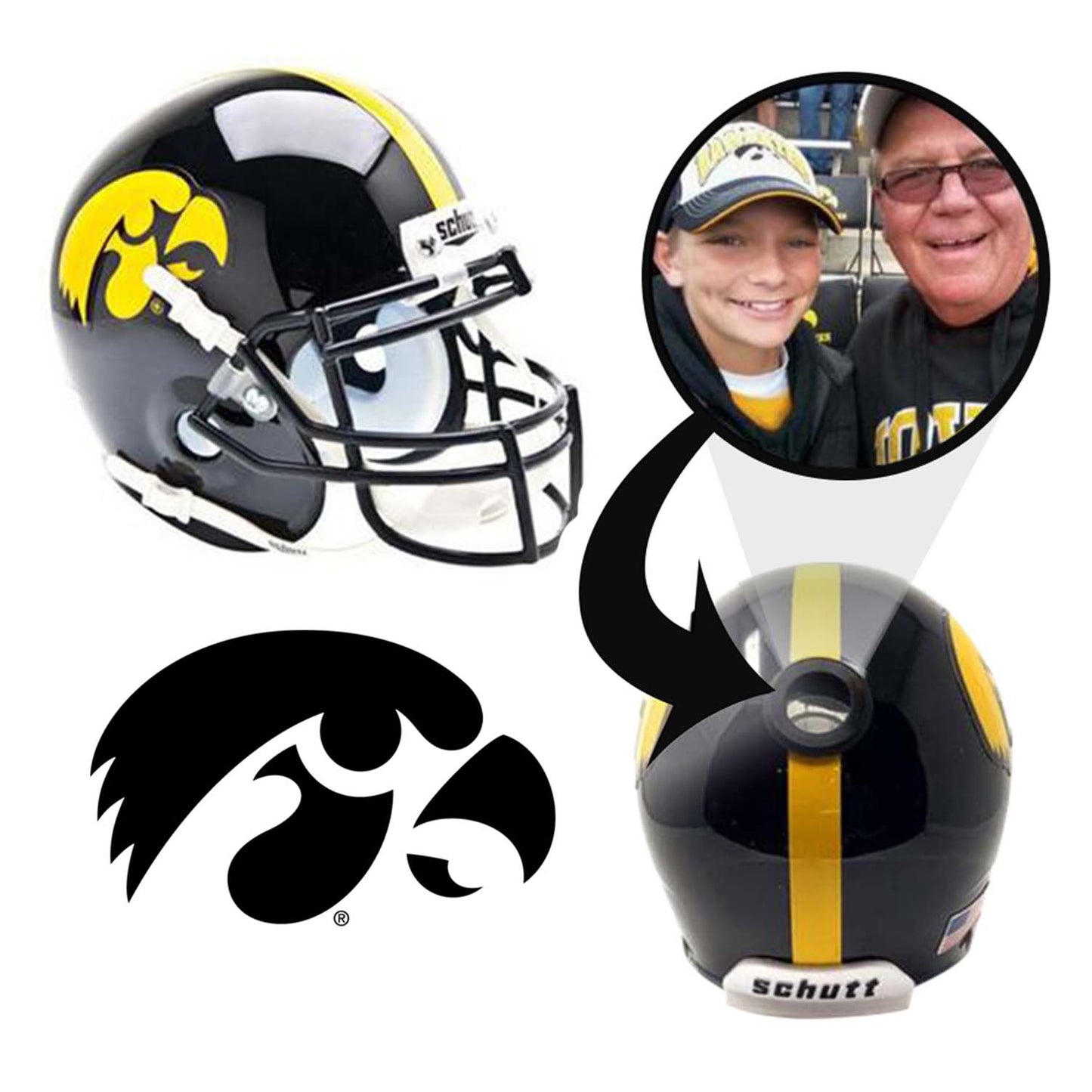 Iowa Hawkeyes College Football Collectible Schutt Mini Helmet - Picture Inside - FANZ Collectibles