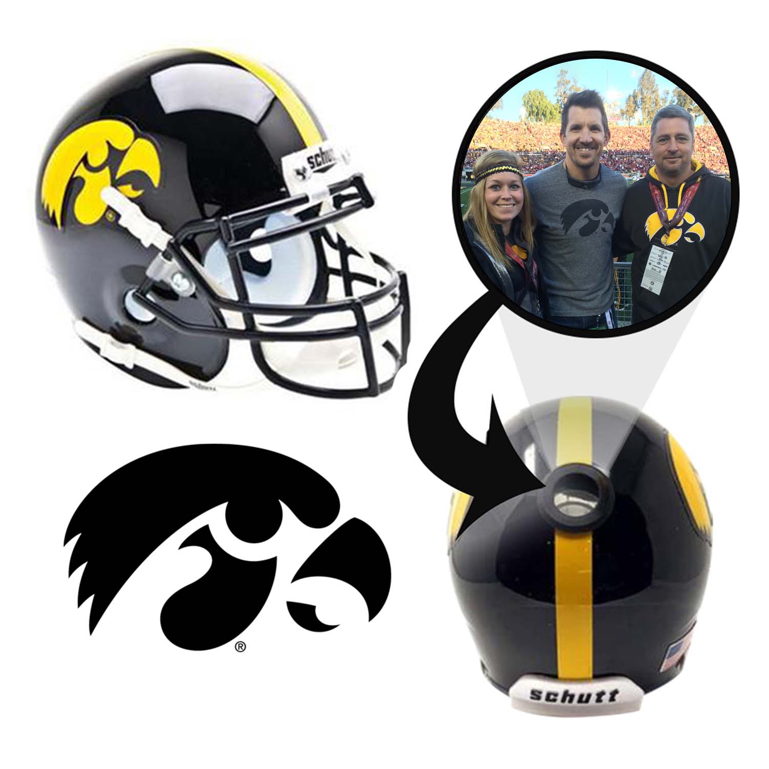 autographed iowa football helmet Iowa Hawkeyes College Football Collectible Mini Helmet | Picture Inside