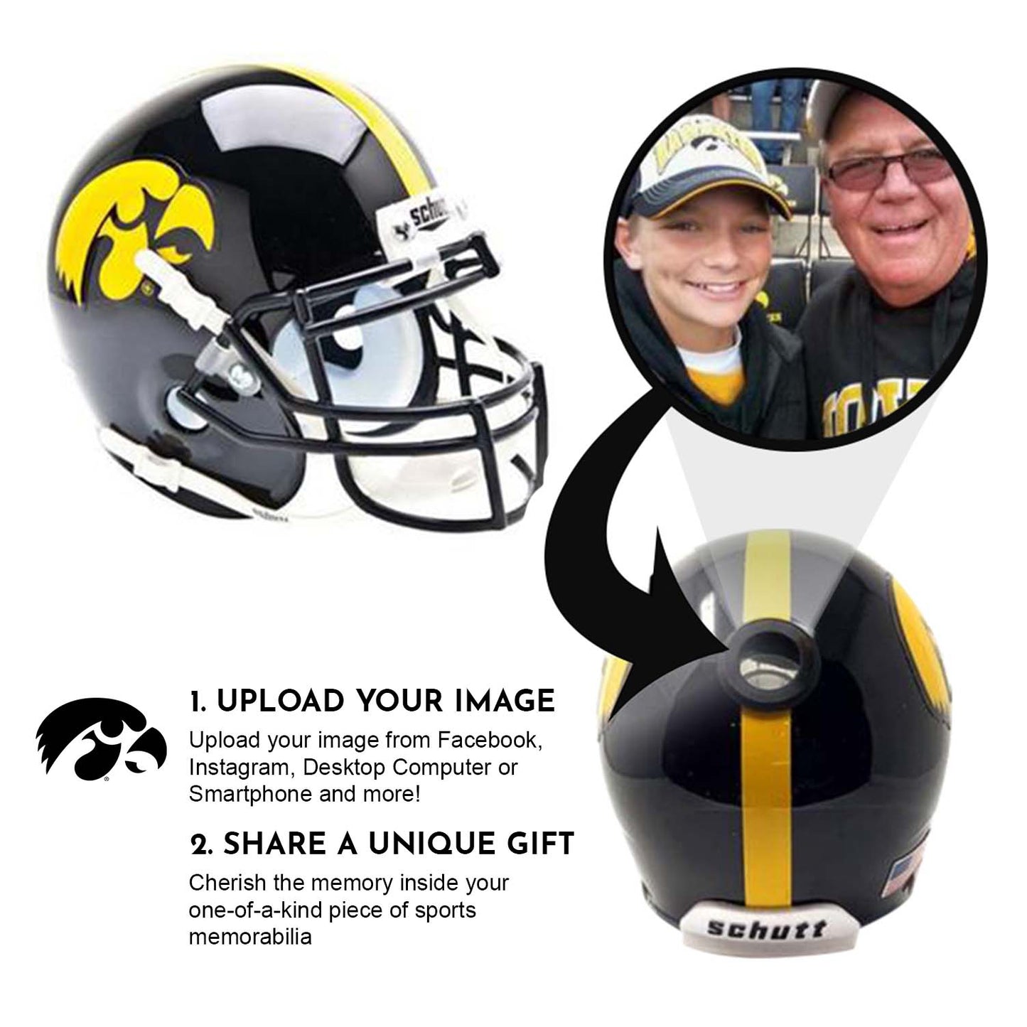 Iowa Hawkeyes College Football Collectible Schutt Mini Helmet - Picture Inside - FANZ Collectibles