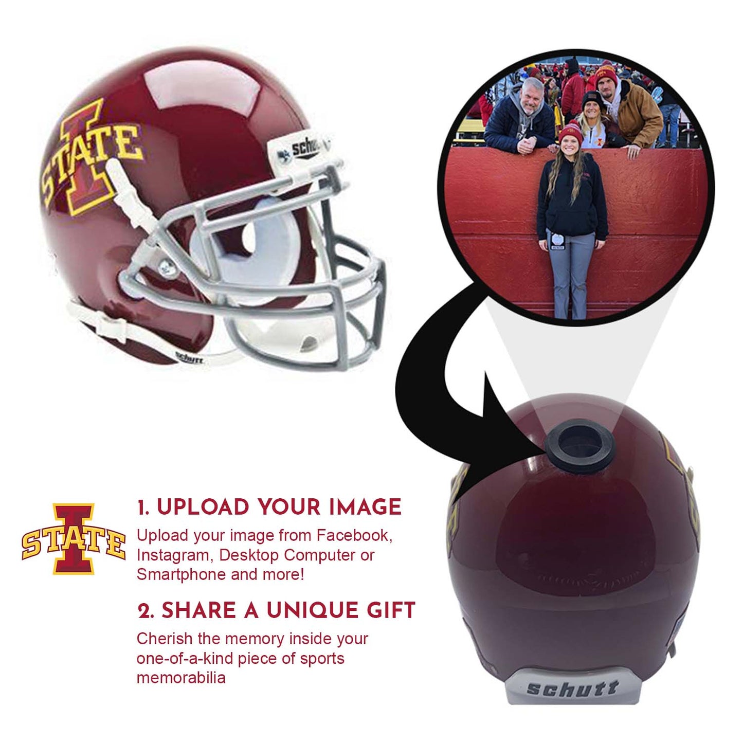 Iowa State Cyclones College Football Collectible Schutt Mini Helmet - Picture Inside