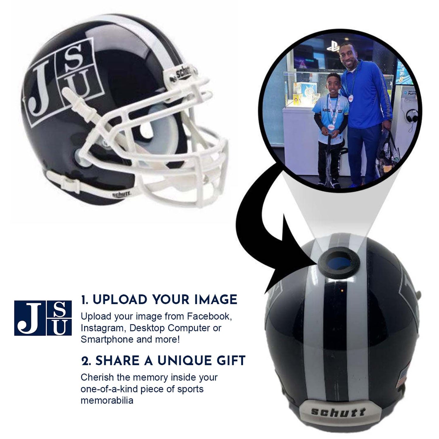Jackson State Tigers College Football Collectible Schutt Mini Helmet - Picture Inside