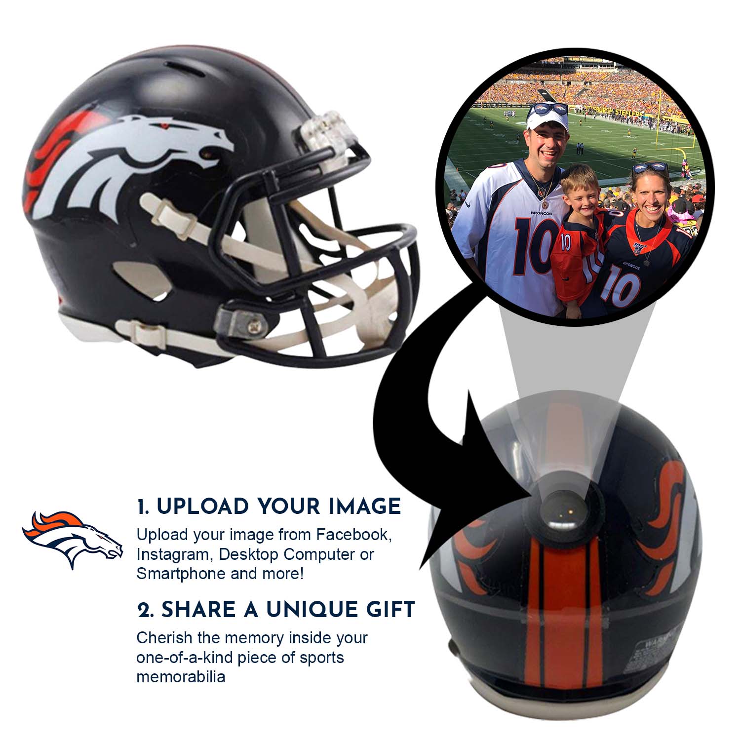 Denver Broncos NFL Collectible Mini Helmet|Picture Inside|FANZ Collectibles Denver Broncos NFL Collectible Mini Helmet|Picture Inside|FANZ Collectibles