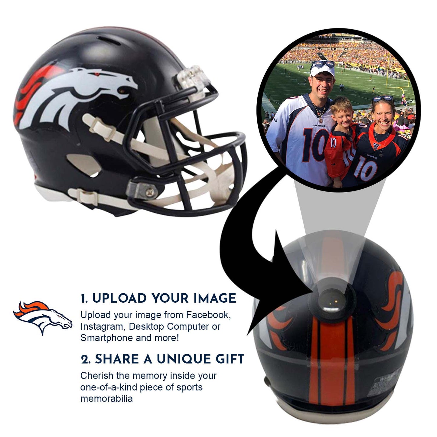 Denver Broncos NFL Collectible Mini Helmet - Picture Inside - FANZ Collectibles