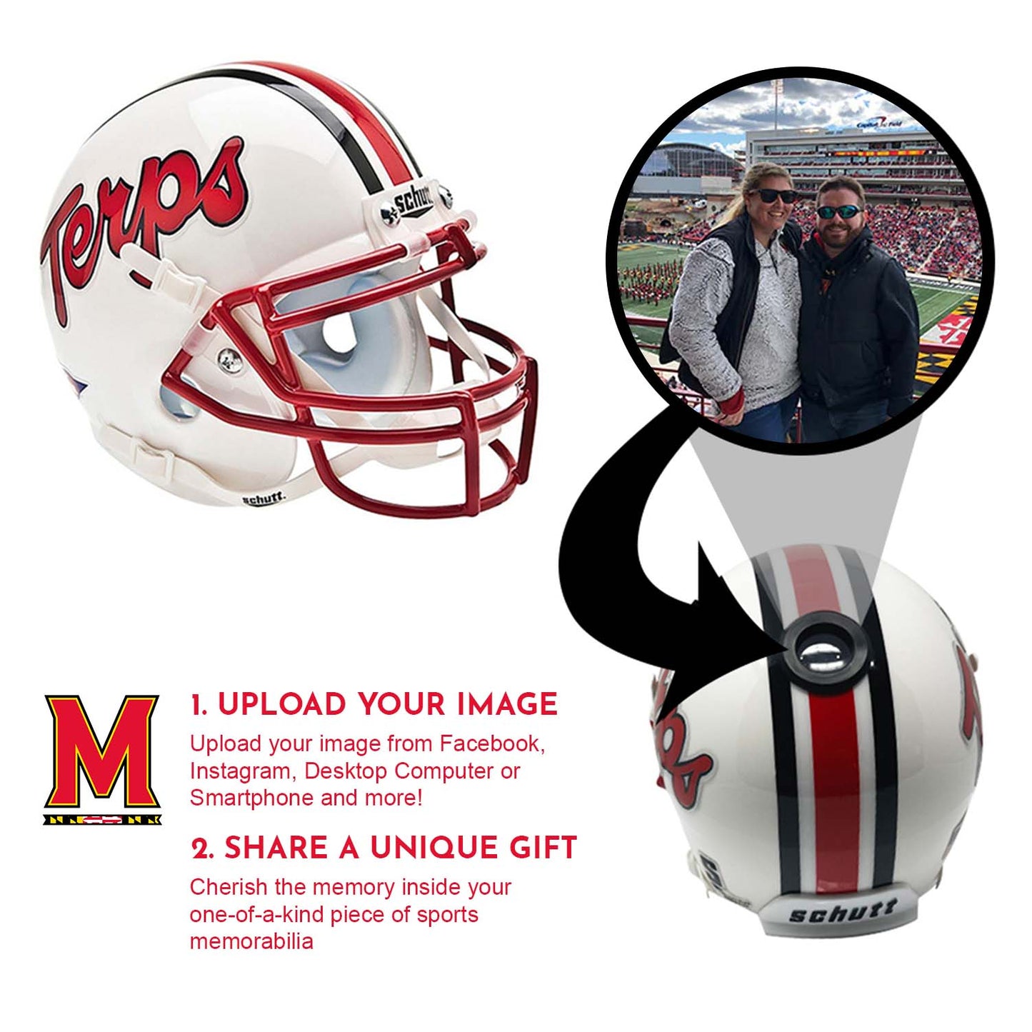 Maryland Terrapins College Football Collectible Schutt Mini Helmet - Picture Inside - FANZ Collectibles