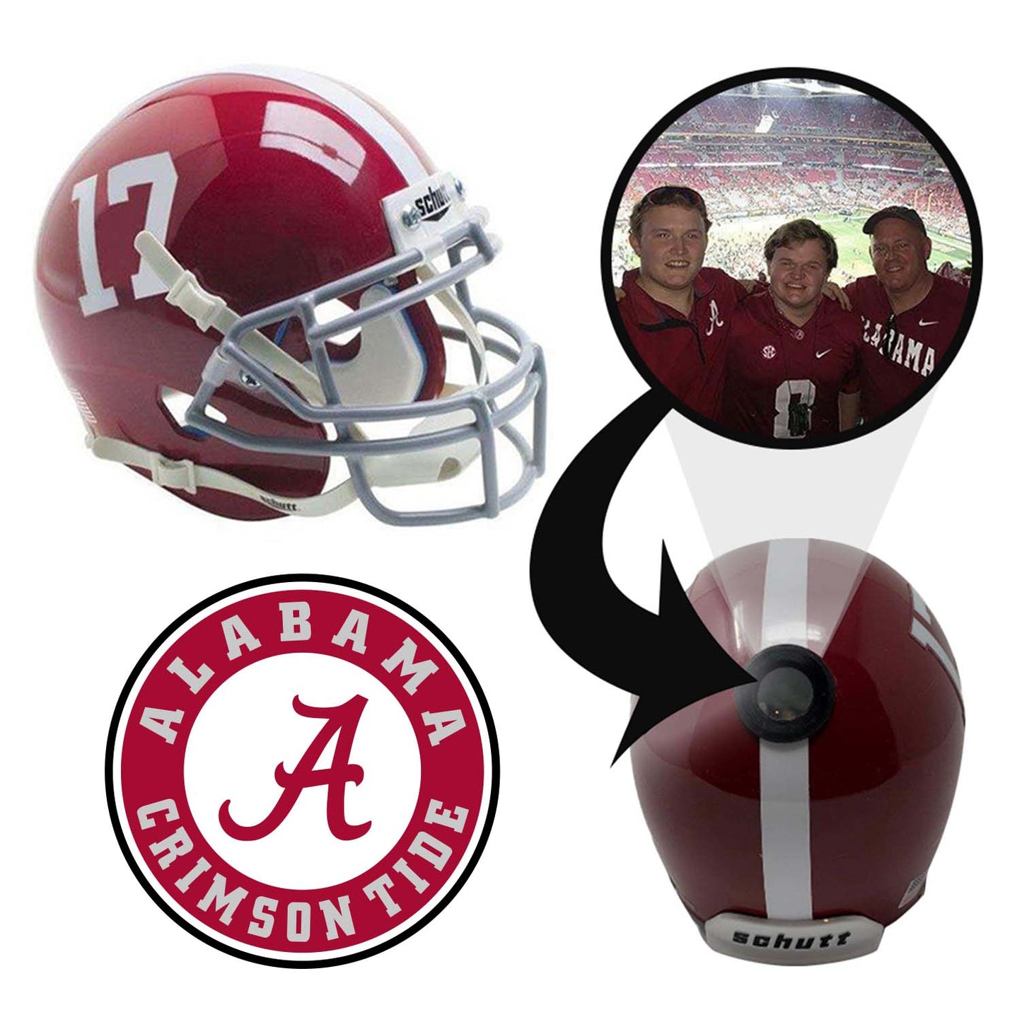 Alabama Crimson Tide College Football Collectible Schutt Mini Helmet - Picture Inside - FANZ Collectibles