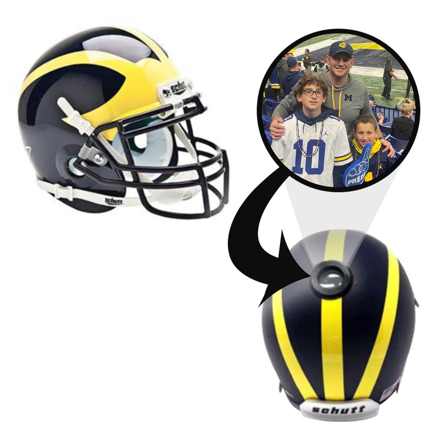 Michigan Wolverines College Football Collectible Schutt Mini Helmet - Picture Inside