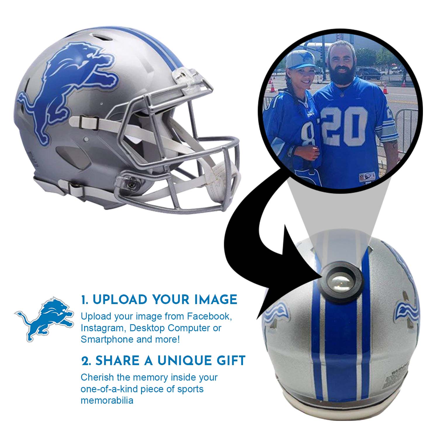 Detroit Lions NFL Collectible Mini Helmet|Picture Inside|FANZ Collectibles Detroit Lions NFL Collectible Mini Helmet|Picture Inside|FANZ Collectibles