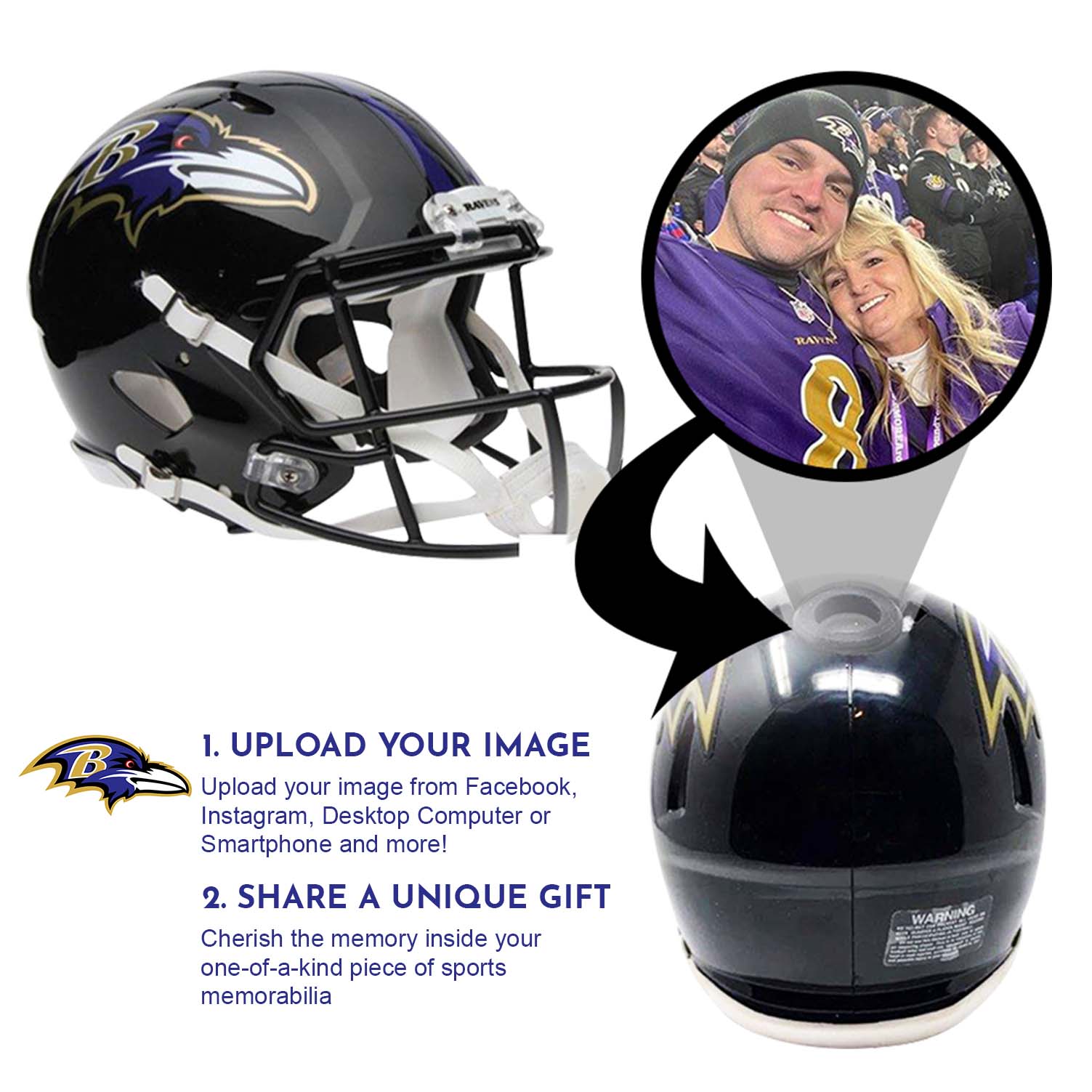 Baltimore Ravens NFL Collectible Mini Helmet|Picture Inside|FANZ Collectibles Baltimore Ravens NFL Collectible Mini Helmet|Picture Inside|FANZ Collectibles