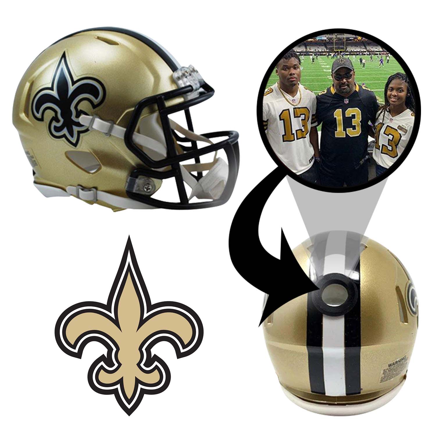 nola half helmet New Orleans Saints NFL Collectible Mini Helmet|Picture Inside|FANZ Collectibles
