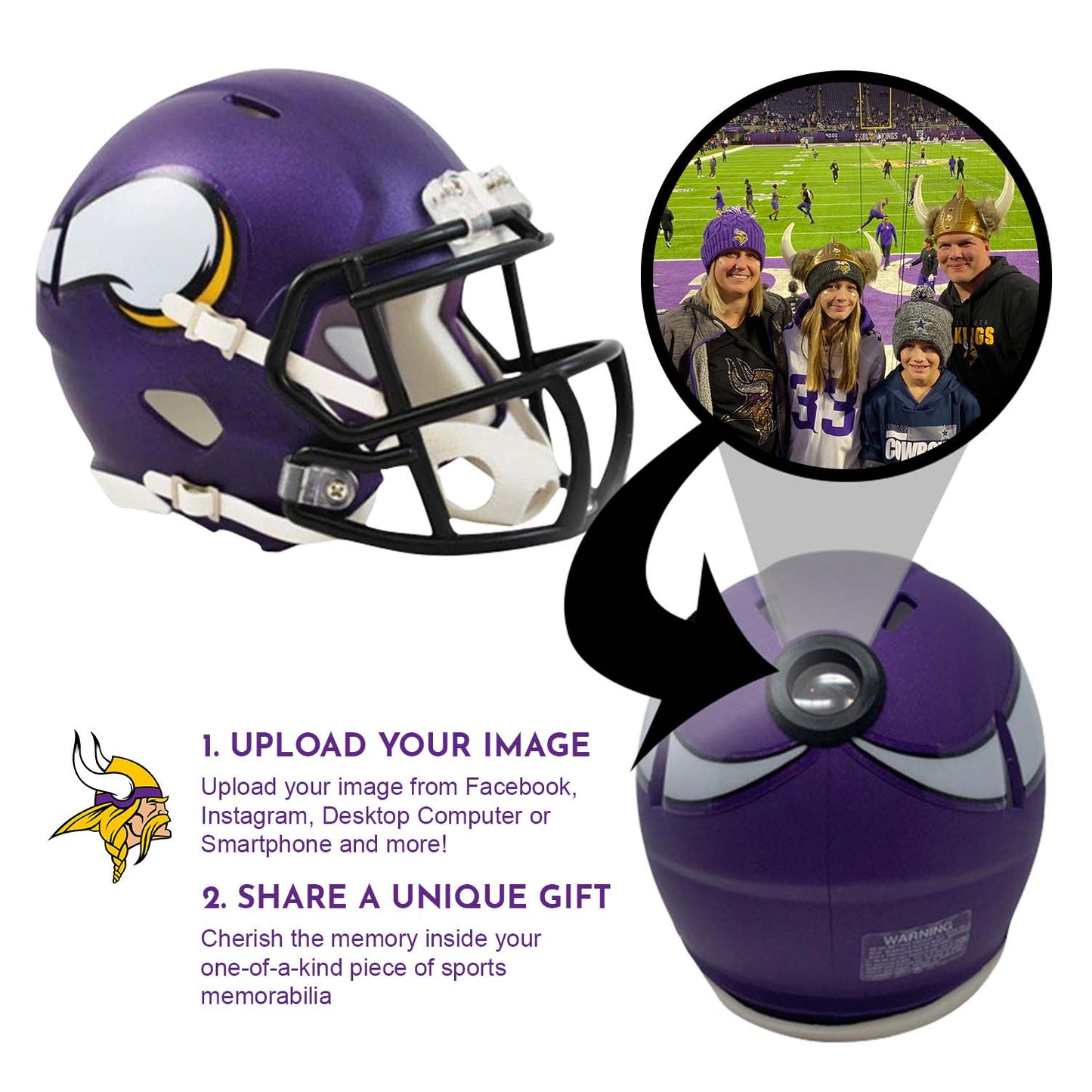 Minnesota Vikings NFL Collectible Mini Helmet - Picture Inside - FANZ Collectibles