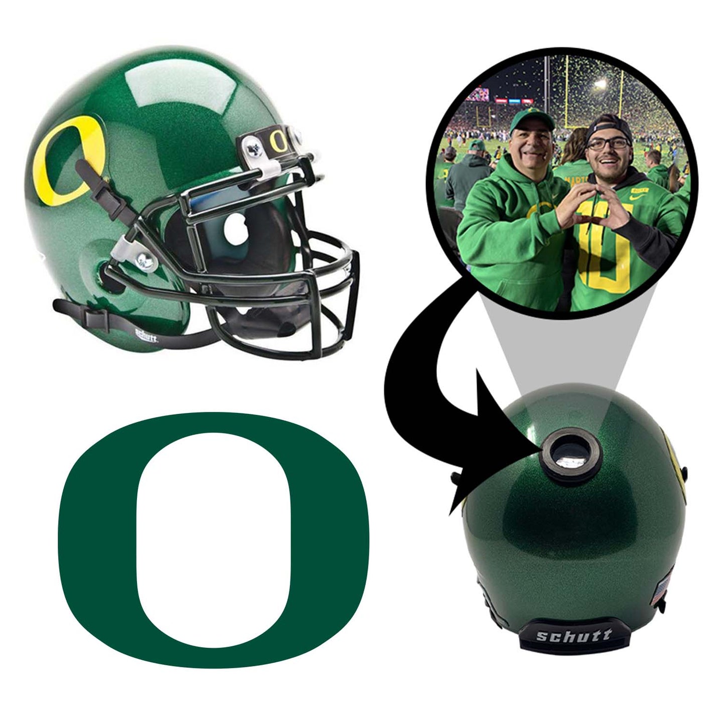 Oregon Ducks College Football Collectible Schutt Mini Helmet - Picture Inside - FANZ Collectibles
