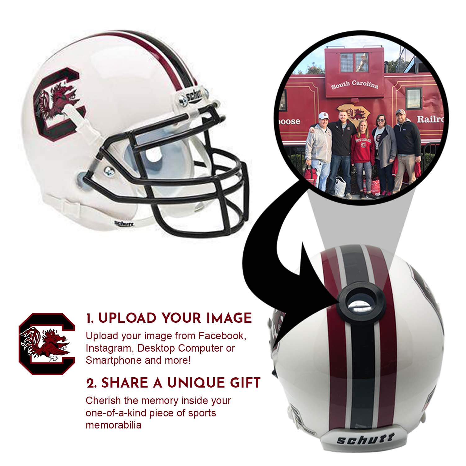 authentic south carolina football helmet Gamecocks Mini with Custom Photo The Speed Mini Helmet is a half South Carolina Gamecocks custom helmet