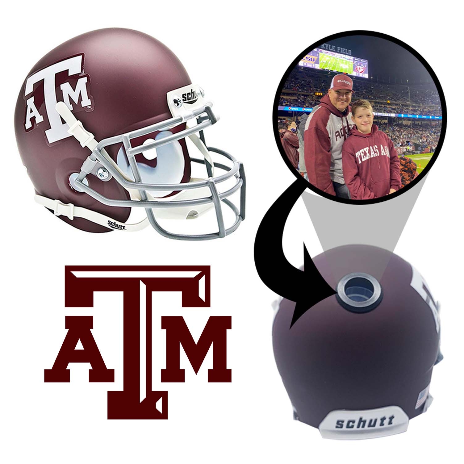 Texas A&M Aggies College Football Collectible Mini Helmet | Picture Inside