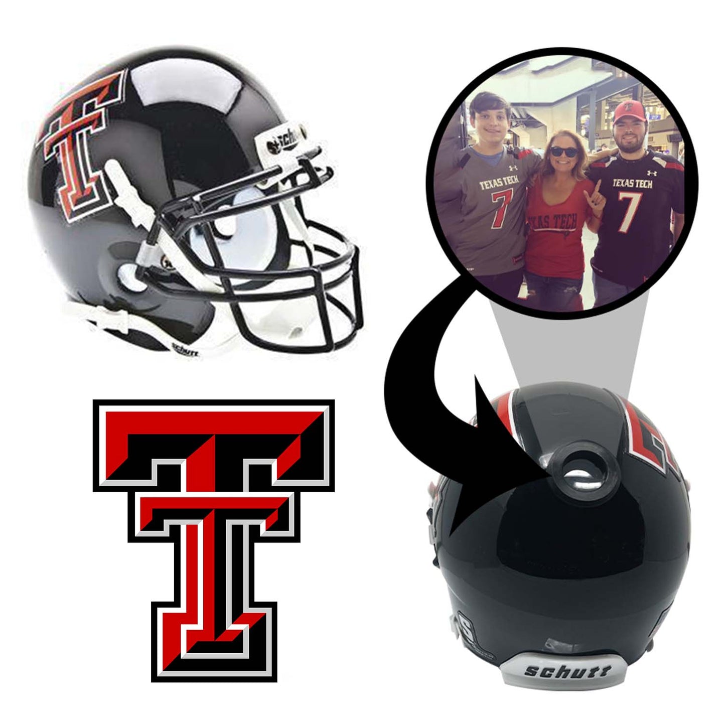 Texas Tech Red Raiders College Football Collectible Schutt Mini Helmet - Picture Inside - FANZ Collectibles