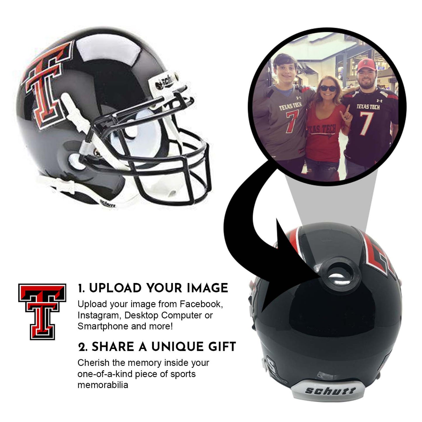 Texas Tech Red Raiders College Football Collectible Schutt Mini Helmet - Picture Inside - FANZ Collectibles