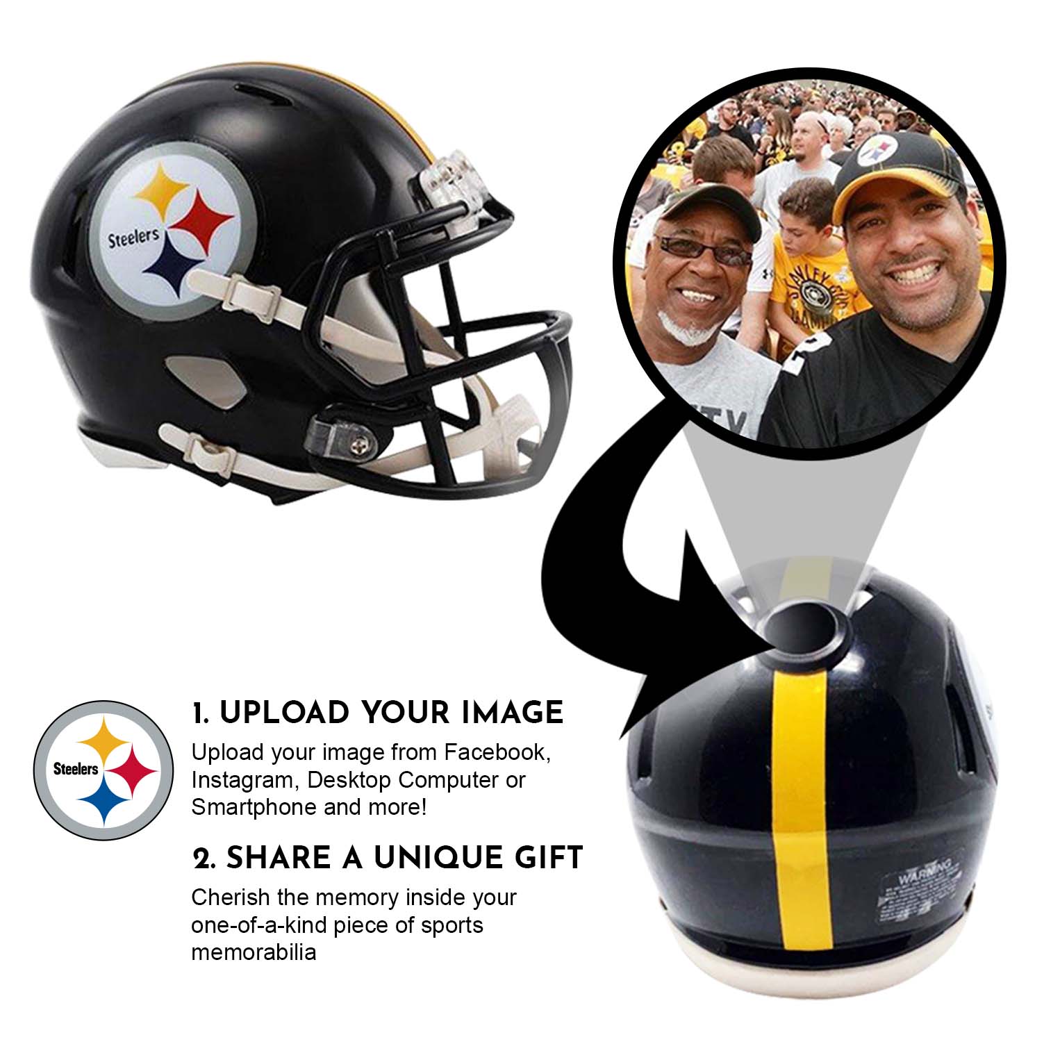 fan steals football helmet Pittsburgh Steelers NFL Collectible Mini Helmet|Picture Inside|FANZ Collectibles