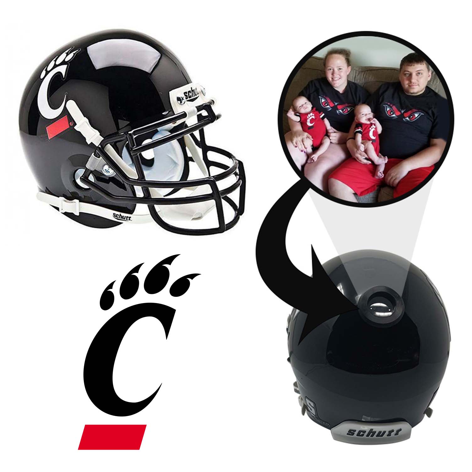 Cincinnati Bearcats College Mini Helmet Custom Photo Collectible