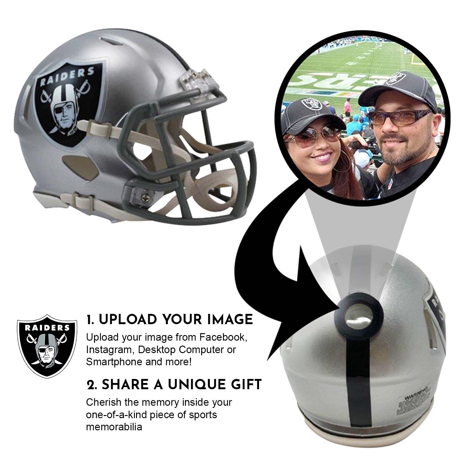 Oakland Raiders NFL Collectible Mini Helmet|Picture Inside|FANZ