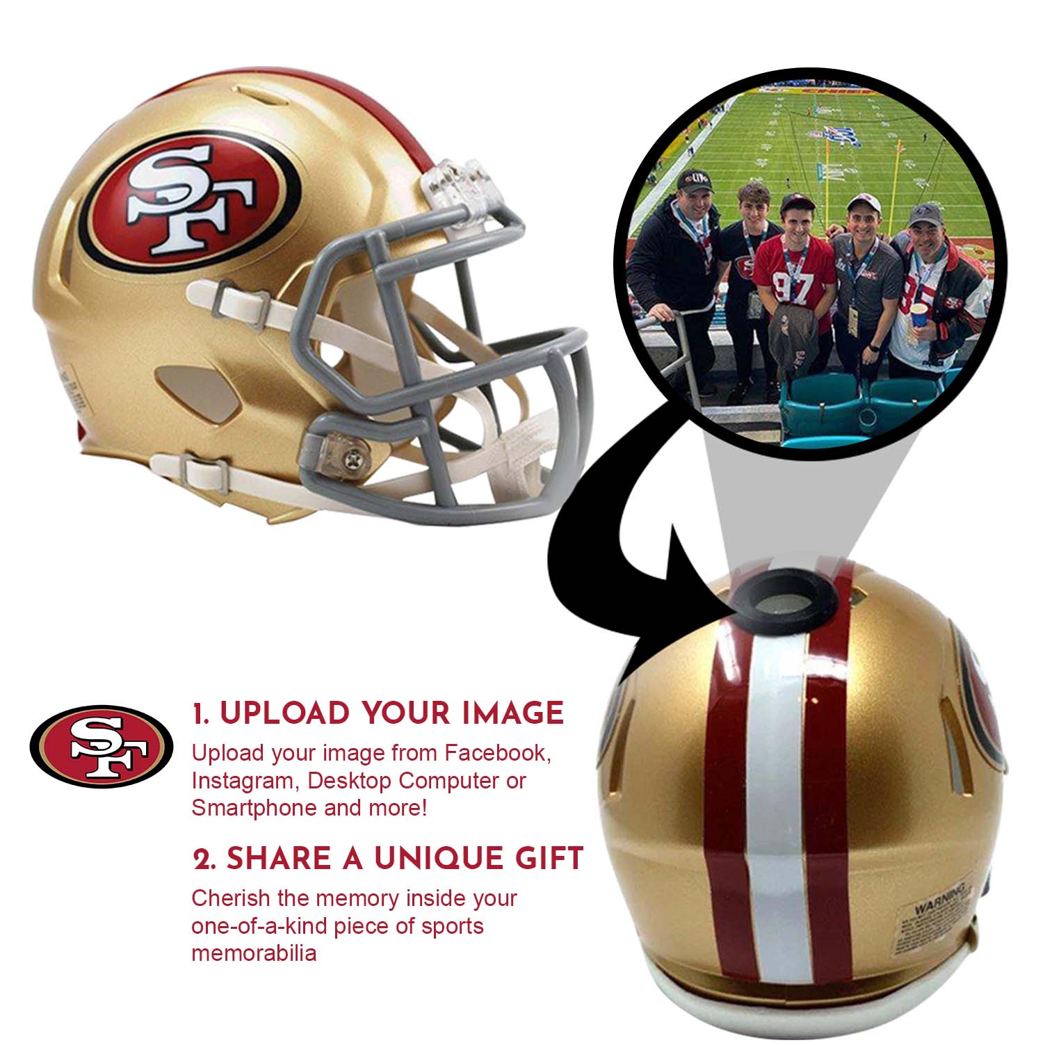 San Francisco 49ers NFL Collectible Mini Helmet|Picture Inside|FANZ Collectibles San Francisco 49ers NFL Collectible Mini Helmet|Picture Inside|FANZ Collectibles