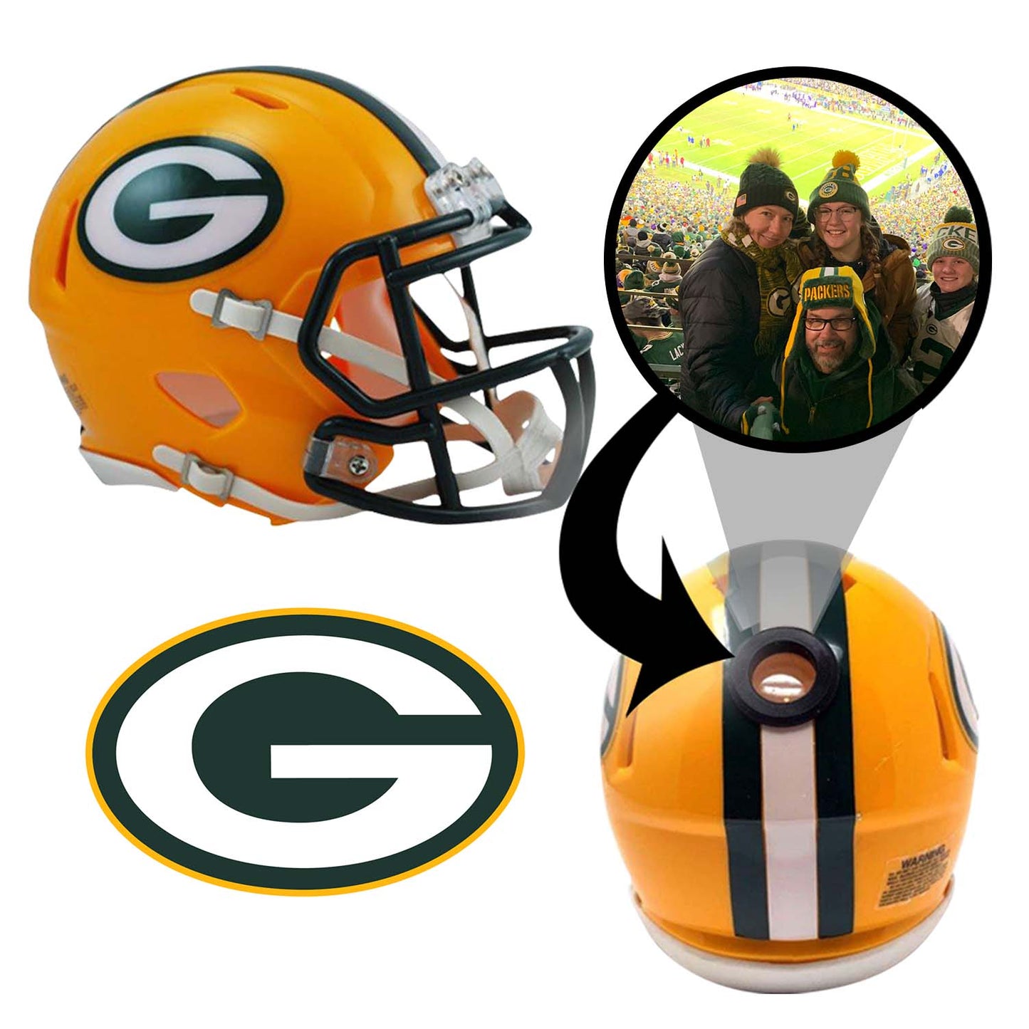 Green Bay Packers NFL Collectible Mini Helmet - Picture Inside - FANZ Collectibles