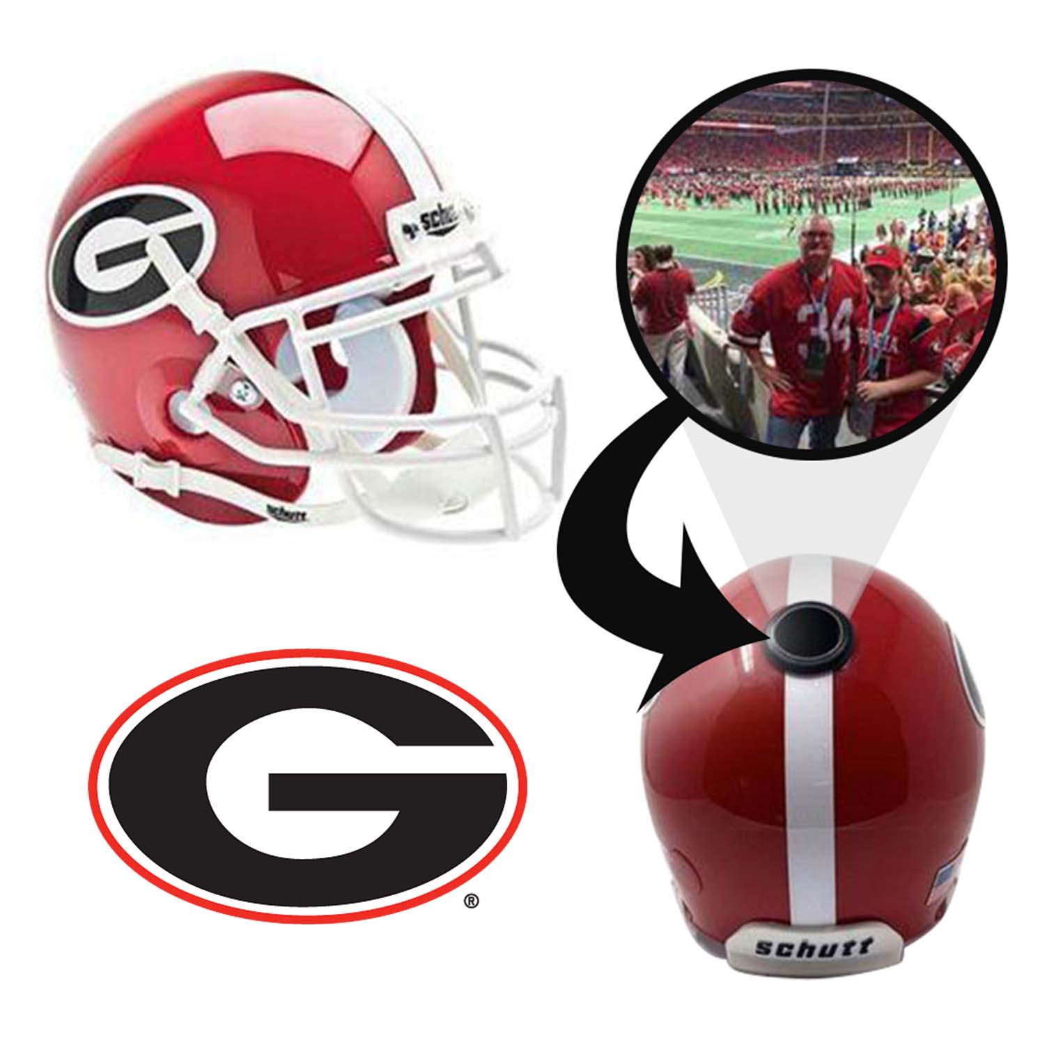 Georgia Bulldogs College Football Collectible Mini Helmet | Picture Inside