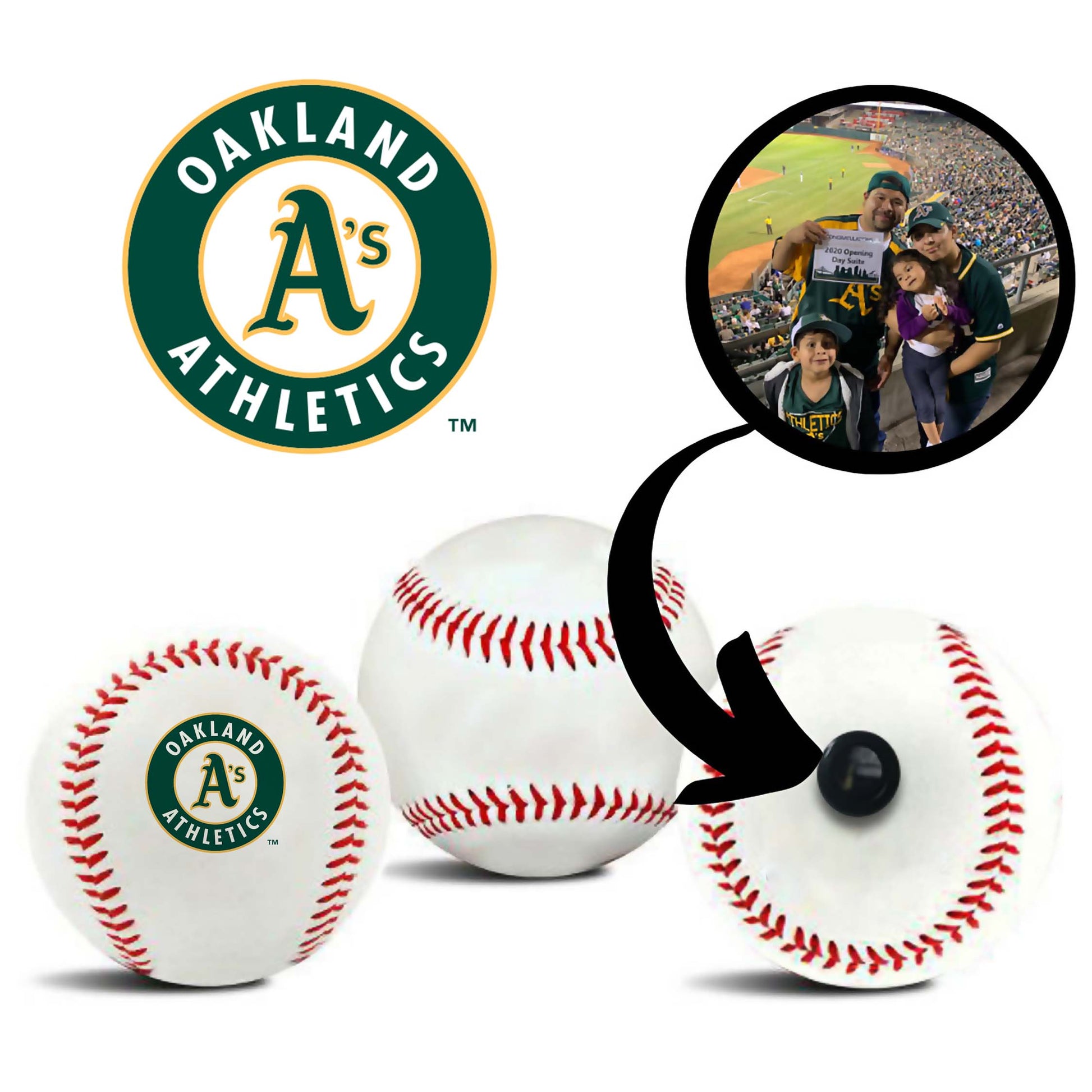 Oakland Athletics MLB Collectible Baseball, Picture Inside