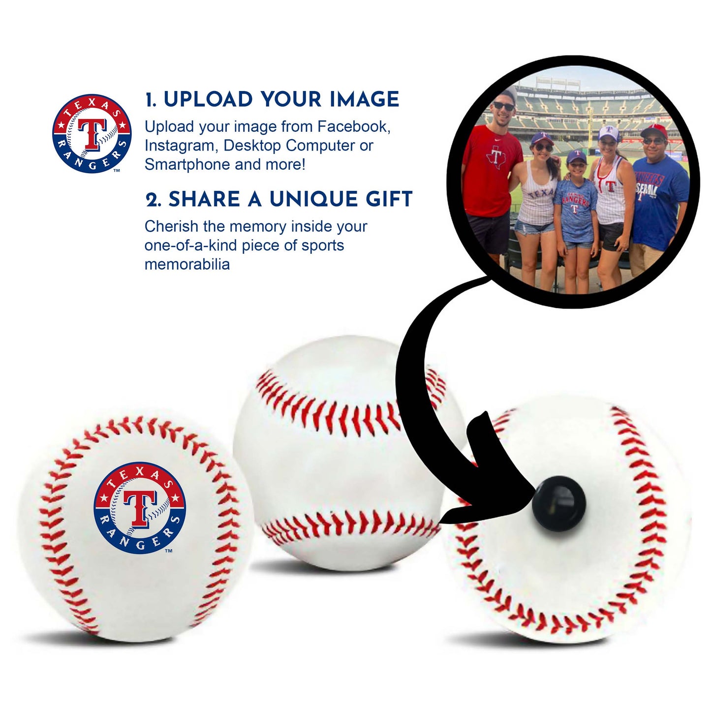 Texas Rangers MLB Collectible Baseball - Picture Inside -  FANZ Collectibles
