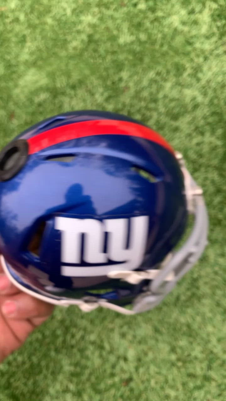 IRVINE, CALIFORNIA - 16 JAN 2023: Helmets for the New York Giants